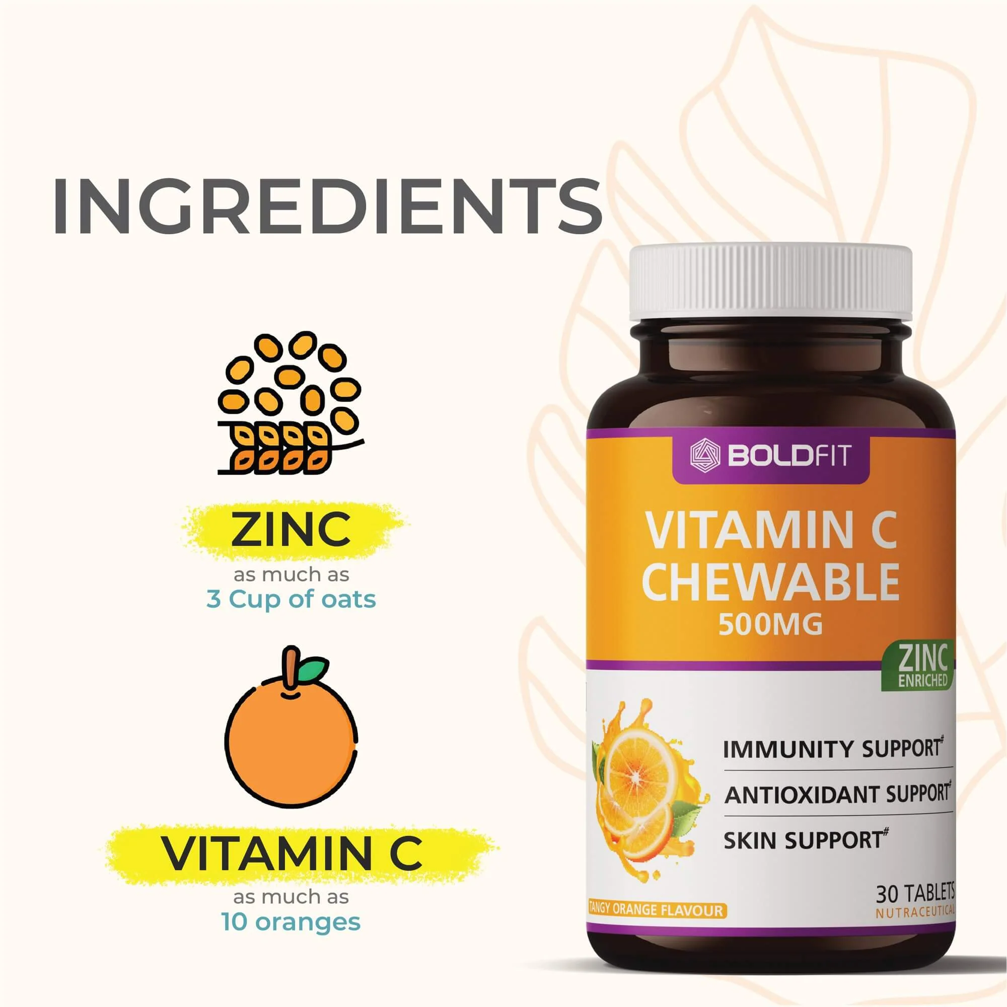 Boldfit Vitamin C With Zinc Chewable Tablets 500mg - Image 3