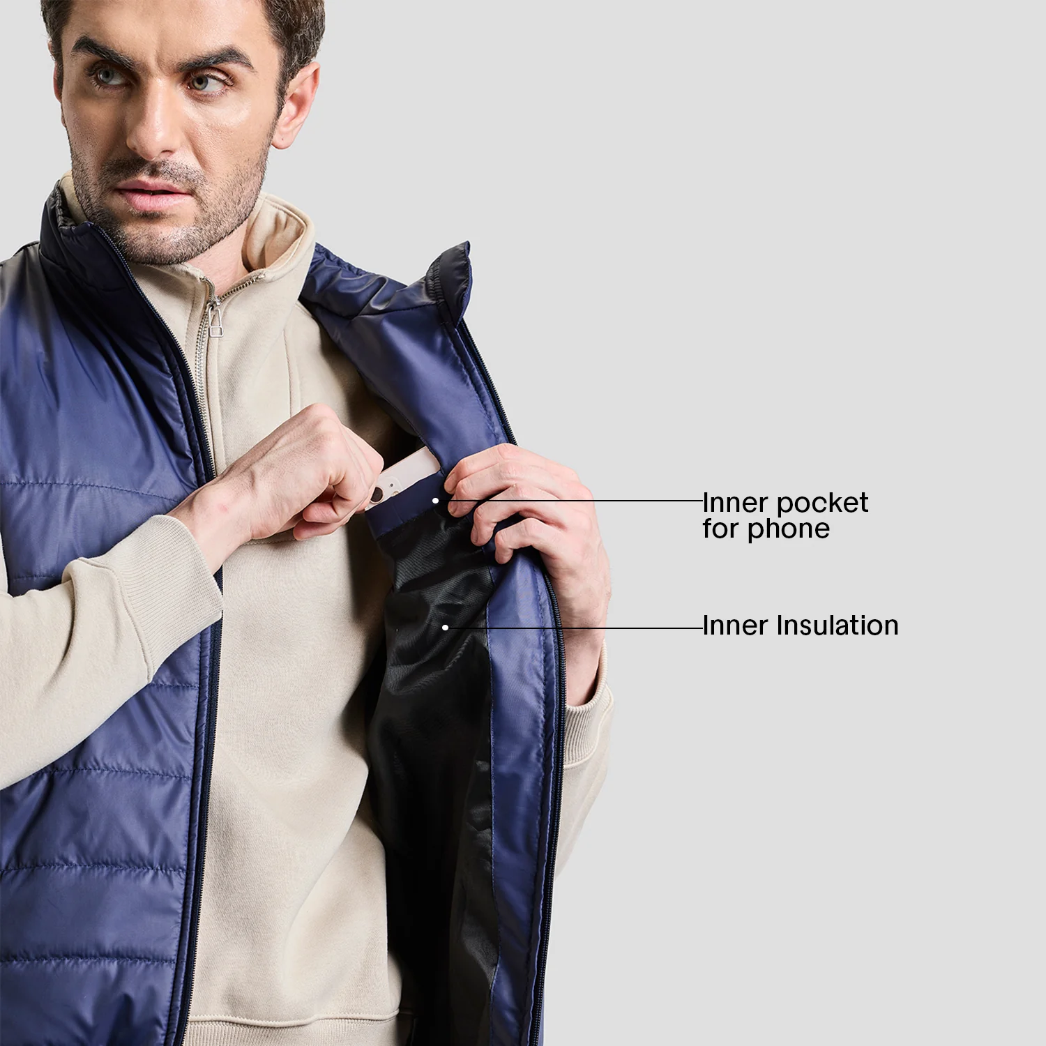 Alpine Mens Sleeveless Jacket - Navy Blue - Image 4
