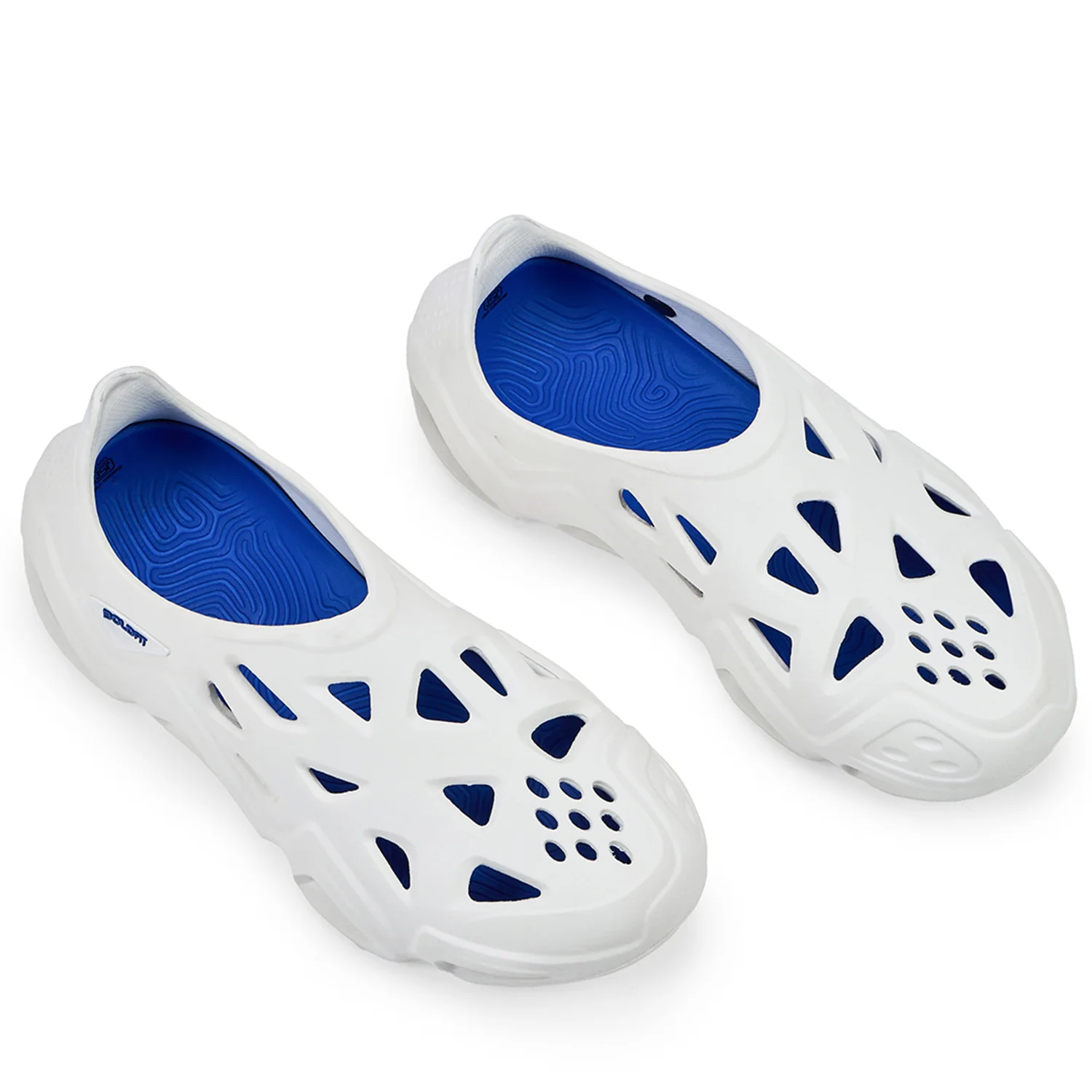 Men Slipon Dripz Sliders -  White Blue - Image 3