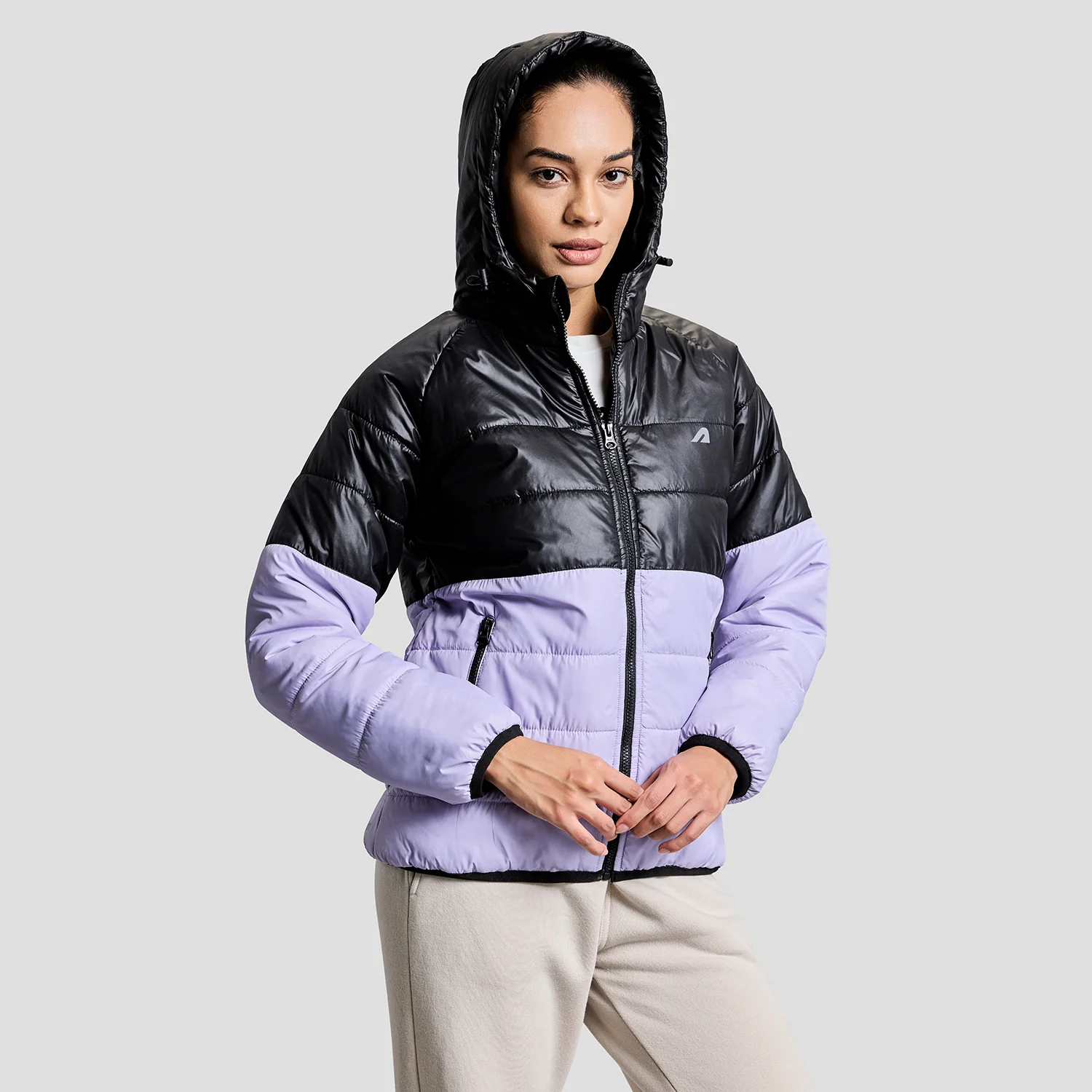 Frost Womens Puffer Jacket - Black/Purple - Image 3