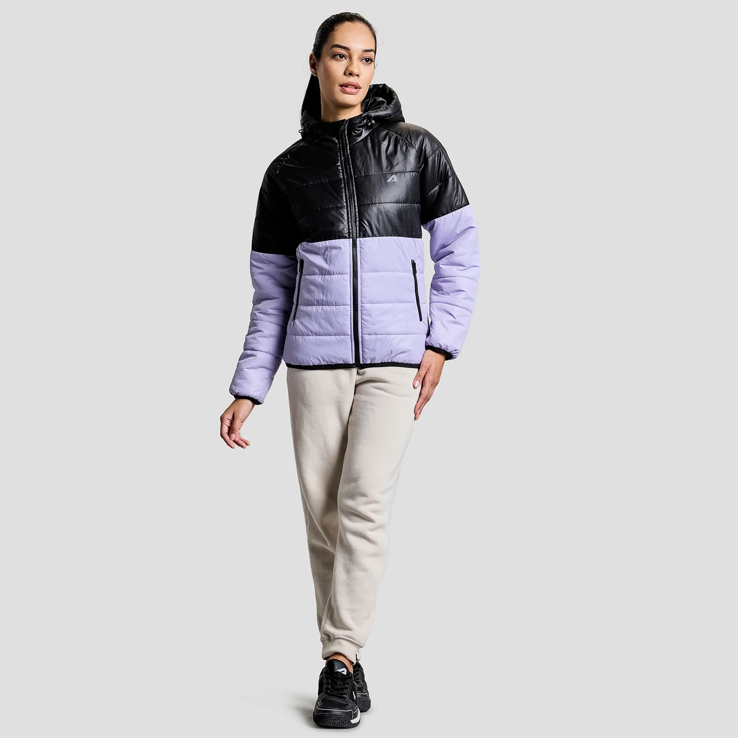 Frost Womens Puffer Jacket - Black/Purple - Image 4