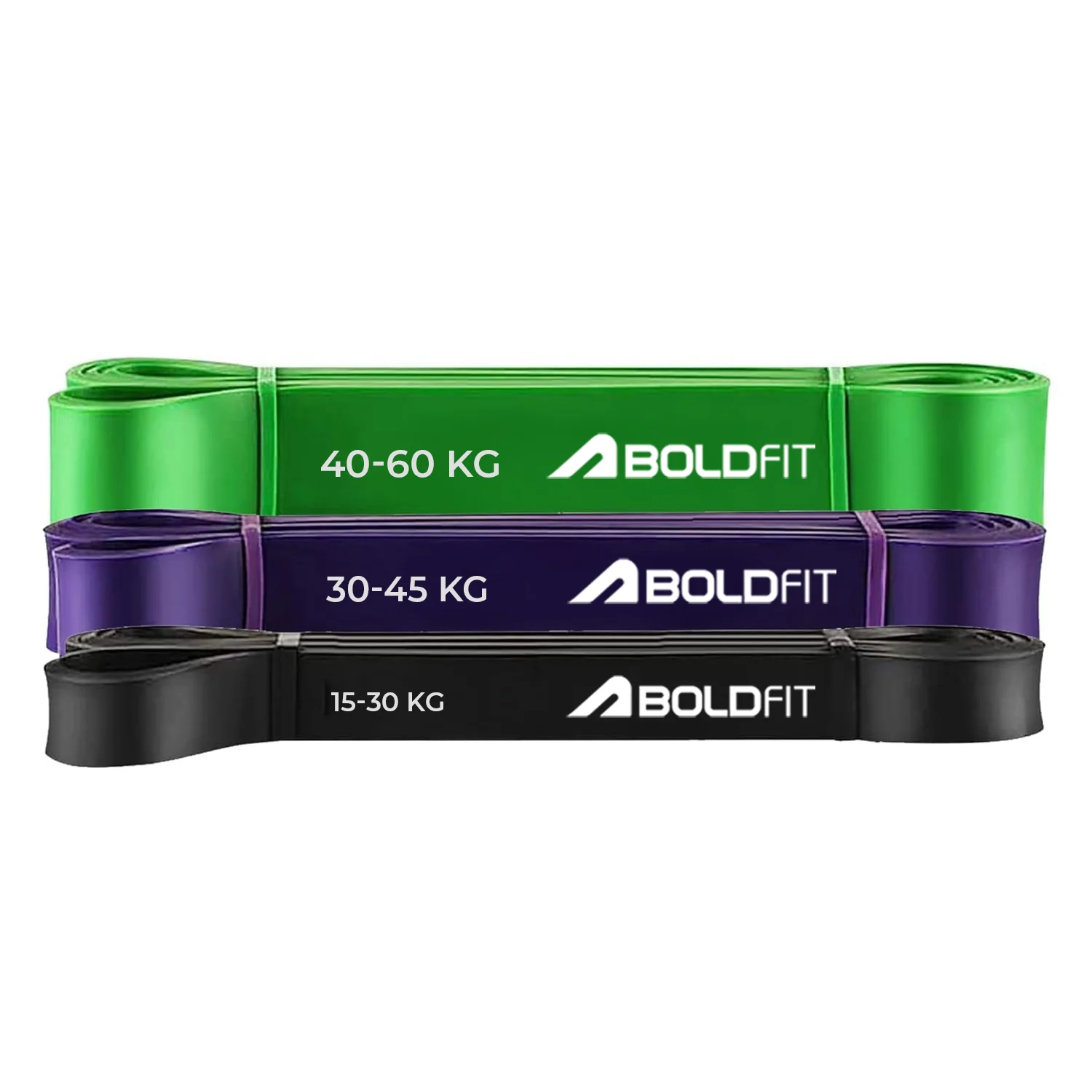 Heavy Resistance Band Black Purple Green Set of 3