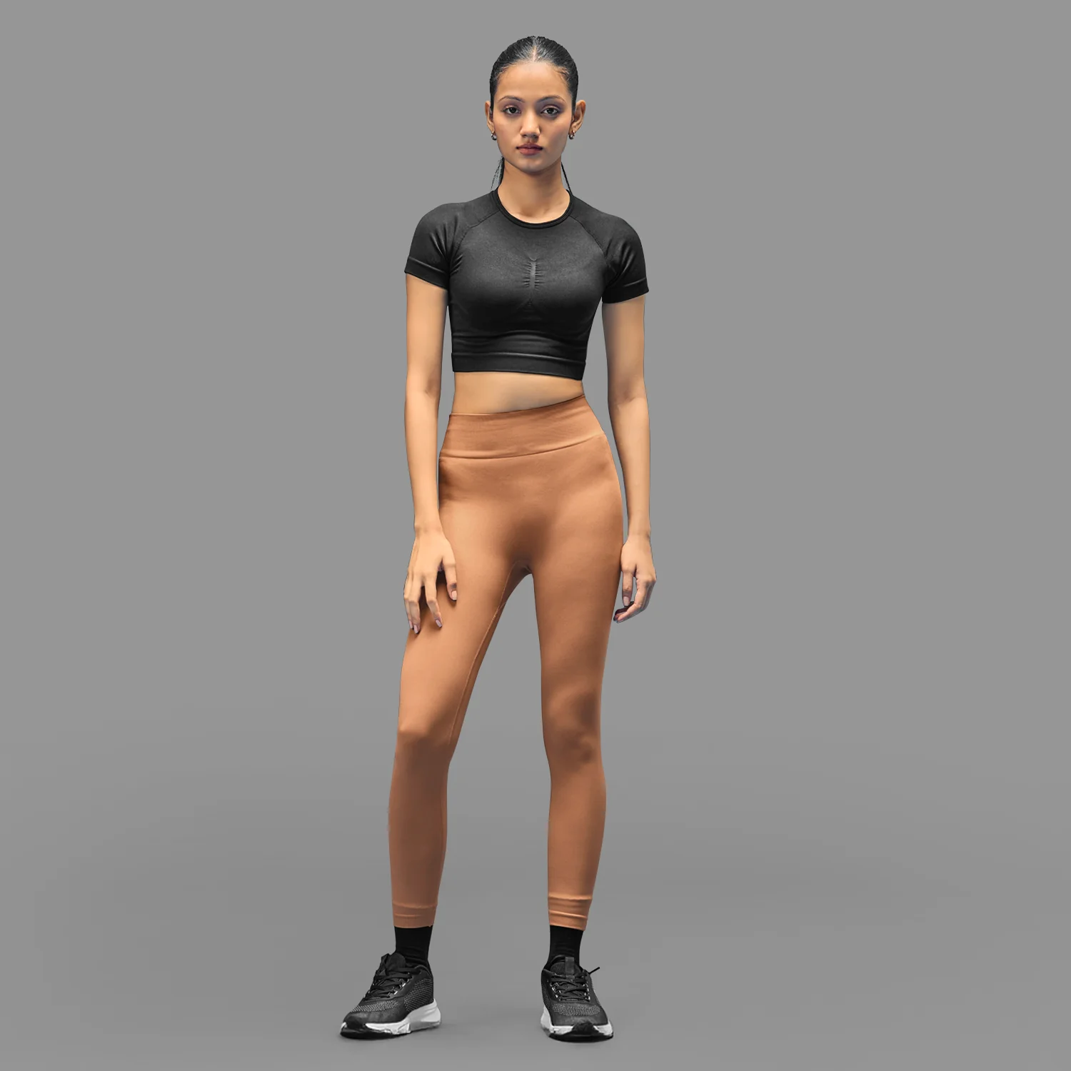 Limitless snatched ribbed waistband & Ruched back legging - BROWN - Image 5