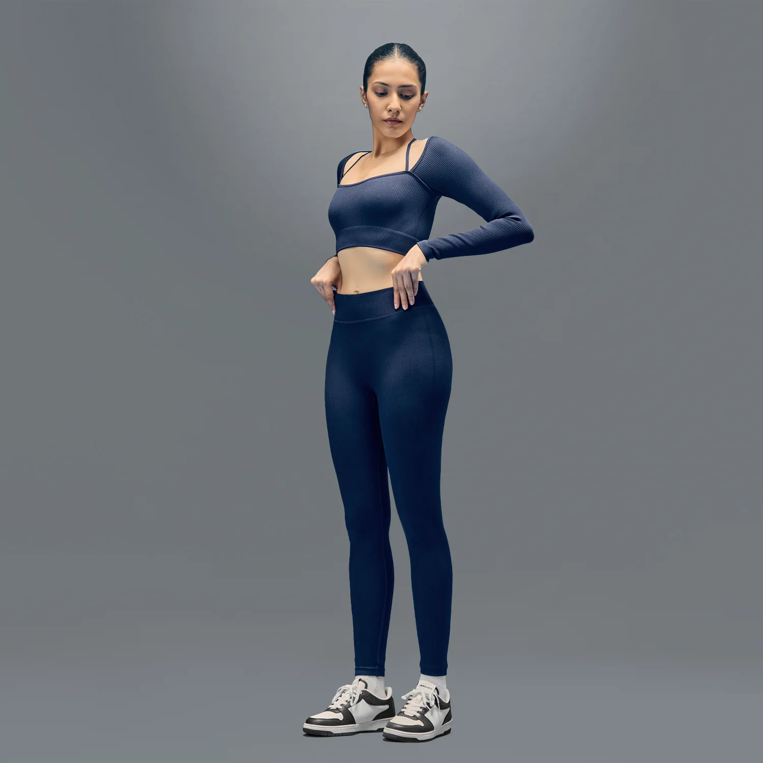 Limitless Snatched Ribbed Legging - Navy Blue - Image 3