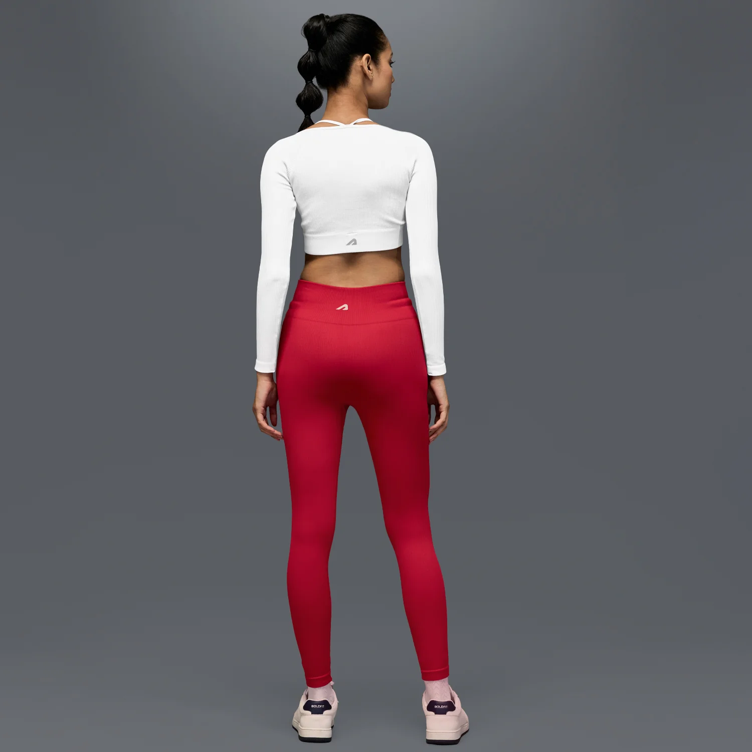 Limitless Snatched mid waisted ribbed Leggings - RED - Image 2