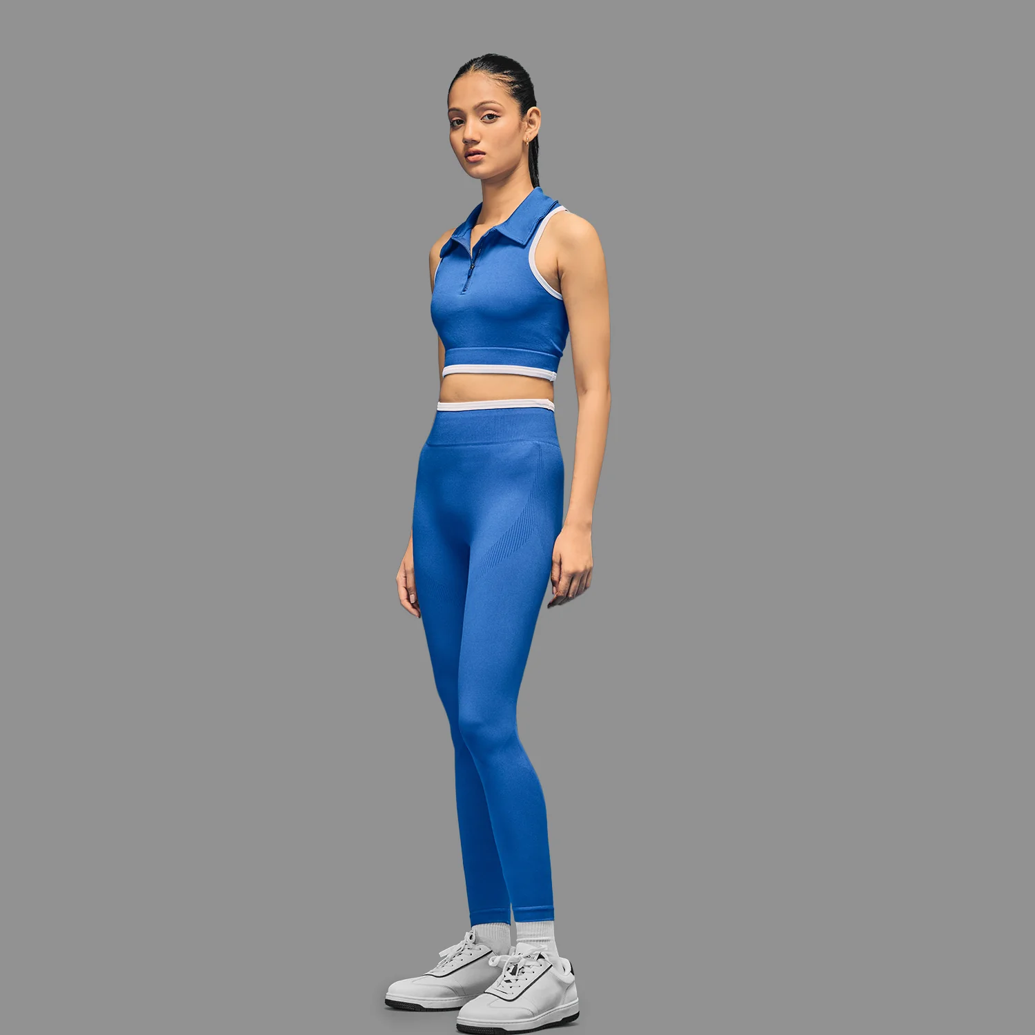 Limitless snatched Ribbed waistband jacquard pattern legging - ROYAL BLUE - Image 3