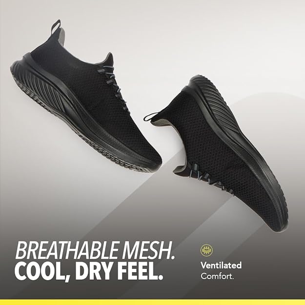 Flexcush Men Walking Shoes - Black - Image 5