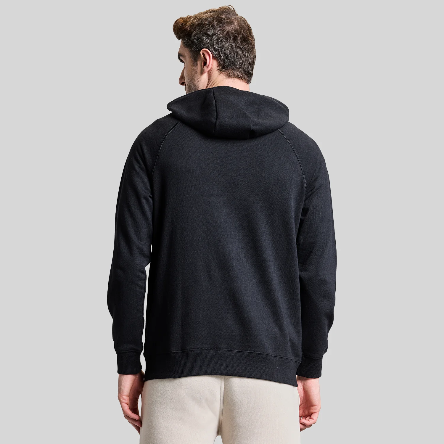 AeroFleece Mens Full Zipper Jacket with Hoodie - Black - Image 5