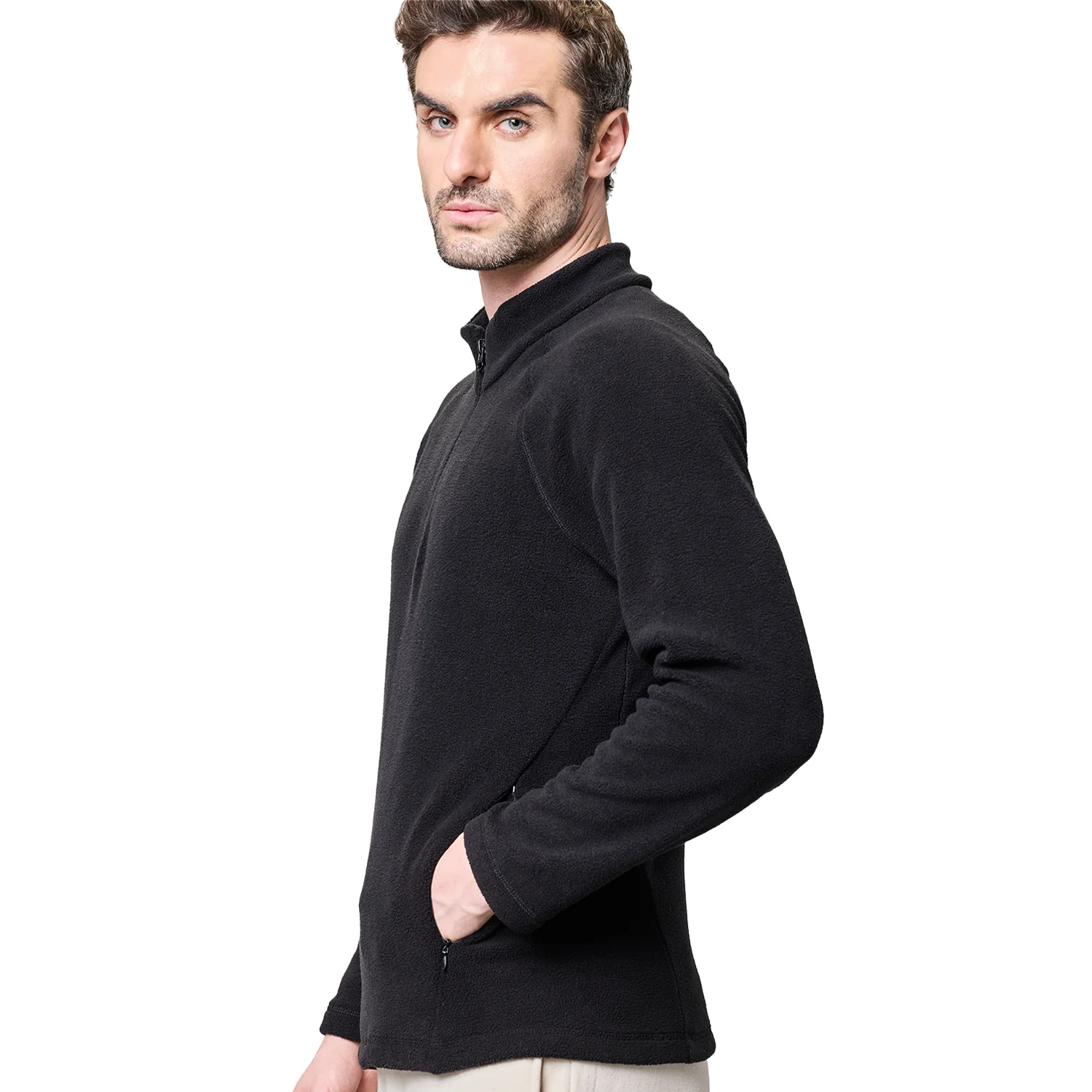 Half Zip Mens Sweatshirt Fleece - Black - Image 5
