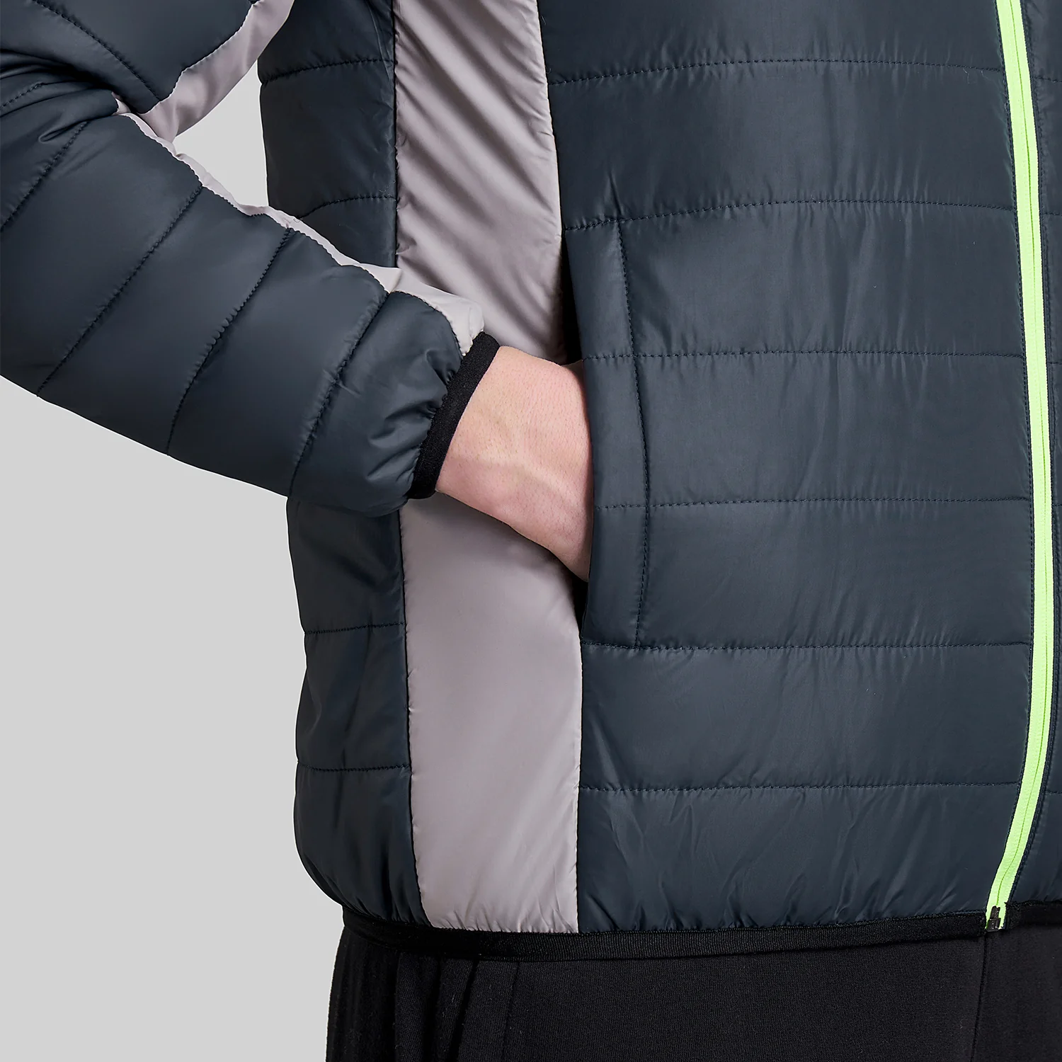 Mens Quilted Hooded Bomber Jacket - Navy - Image 4