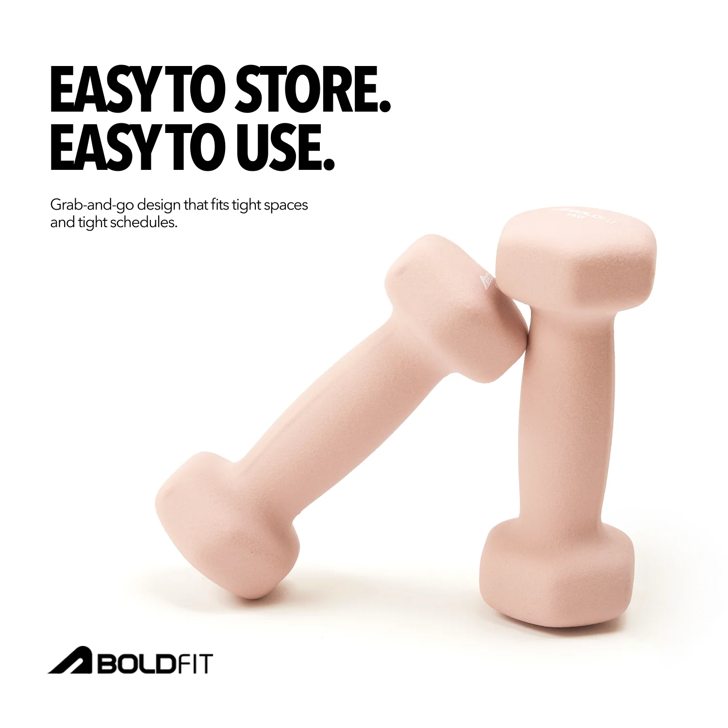 Boldfit Neoprene Dumbbells 1kg Pink - Pack of 2 - Image 4