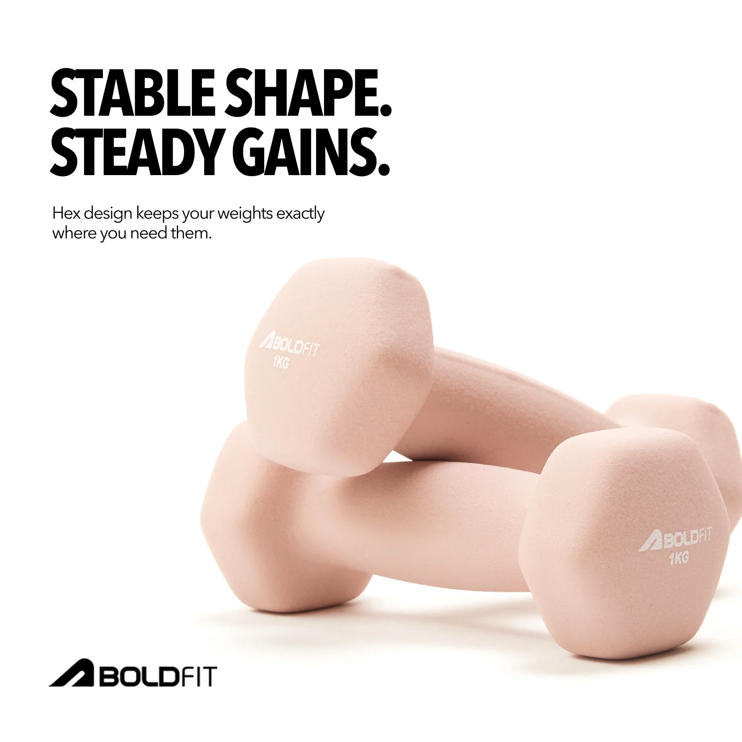 Boldfit Neoprene Dumbbells 1kg Pink - Pack of 2 - Image 6