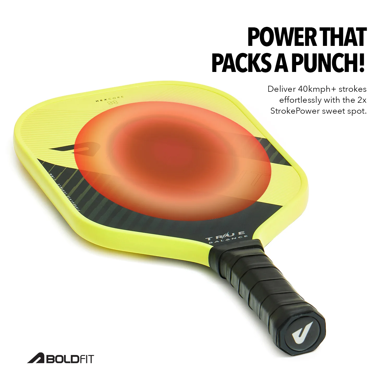 TrueBalance Pickle Ball Paddle - Yellow/Black - Image 4