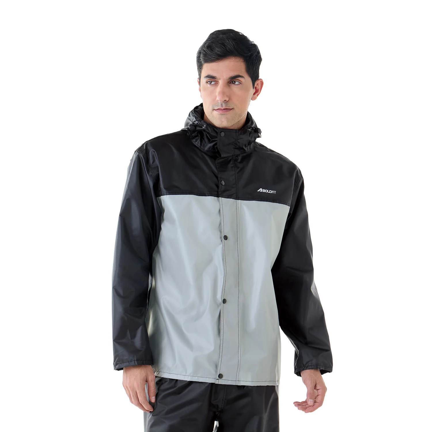 StormBreaker Raincoat Top & Bottom Set - Black Grey - Image 2