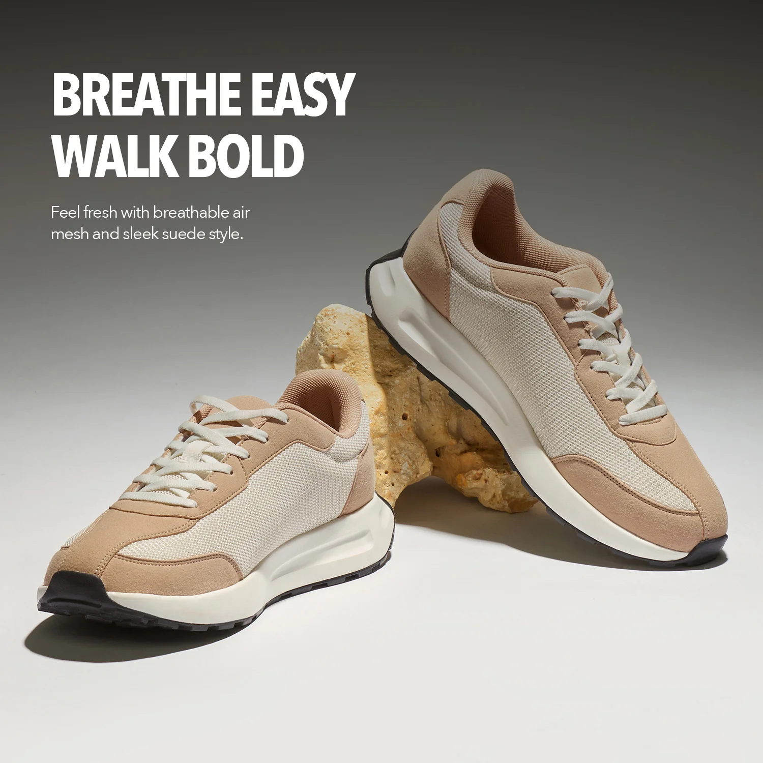 Trackman Mens Jogging Shoes - Beige - Image 3