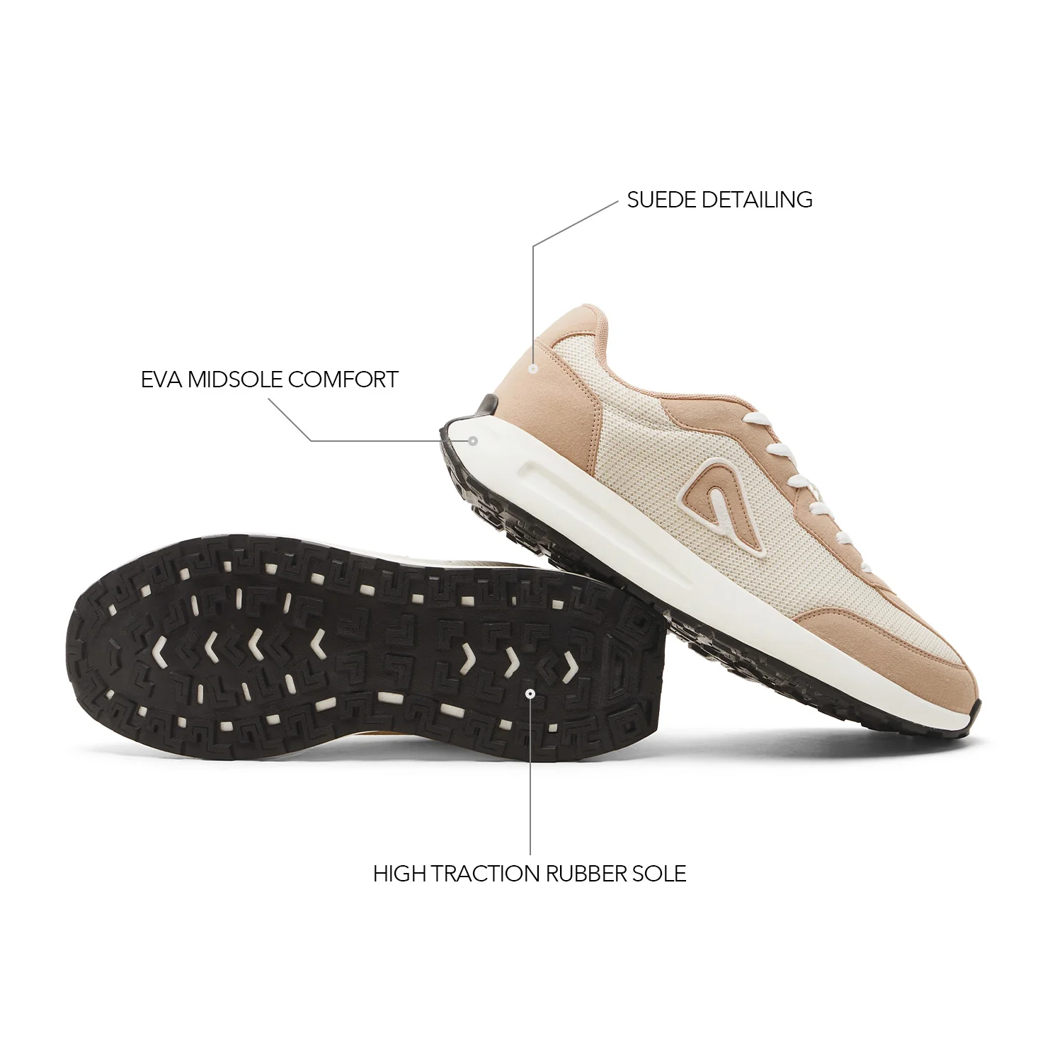 Trackman Mens Jogging Shoes - Beige - Image 4