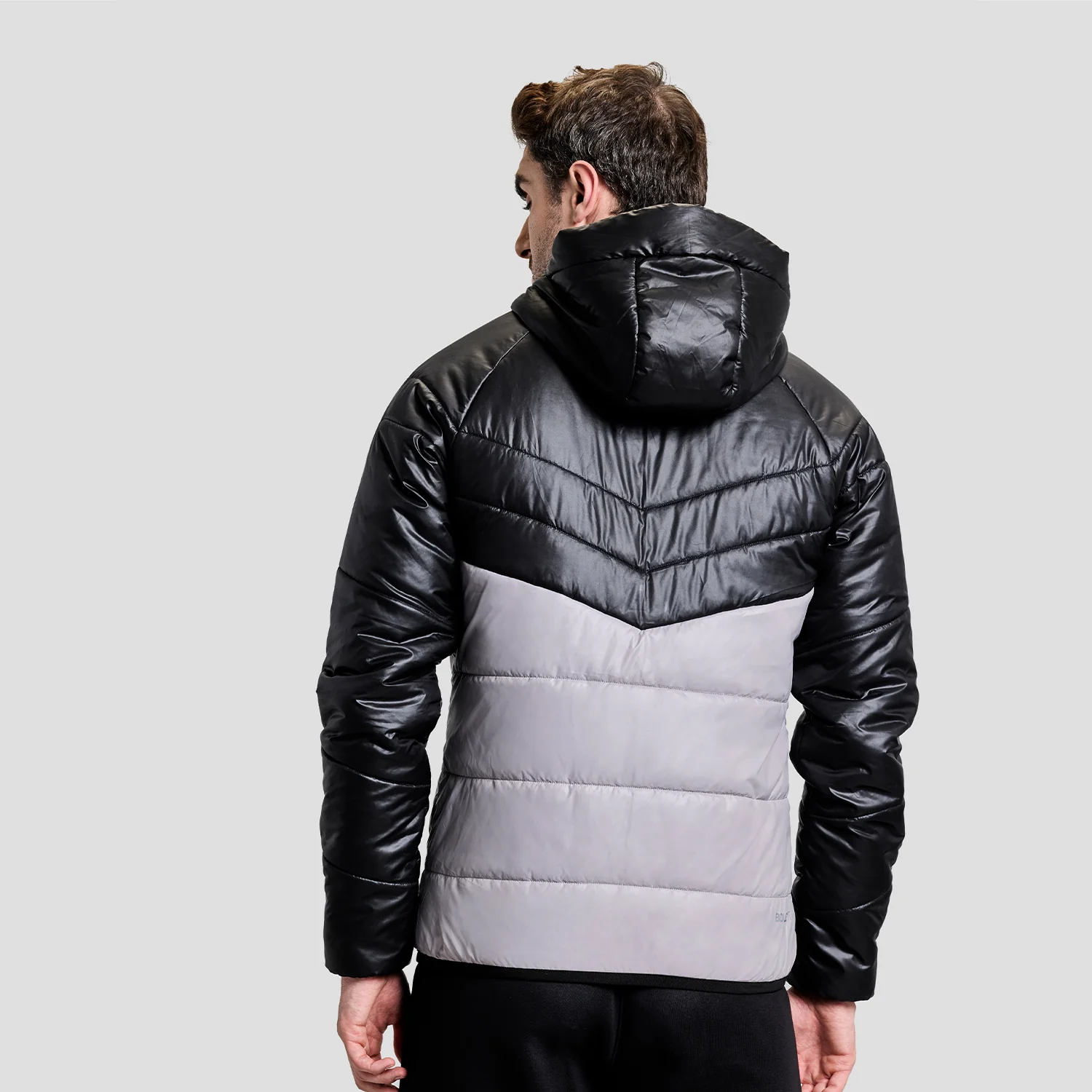 Storm Mens Puffer Jacket - Grey/Black - Image 3
