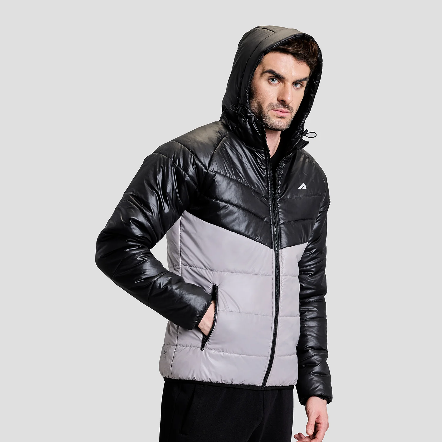 Storm Mens Puffer Jacket - Grey/Black - Image 4