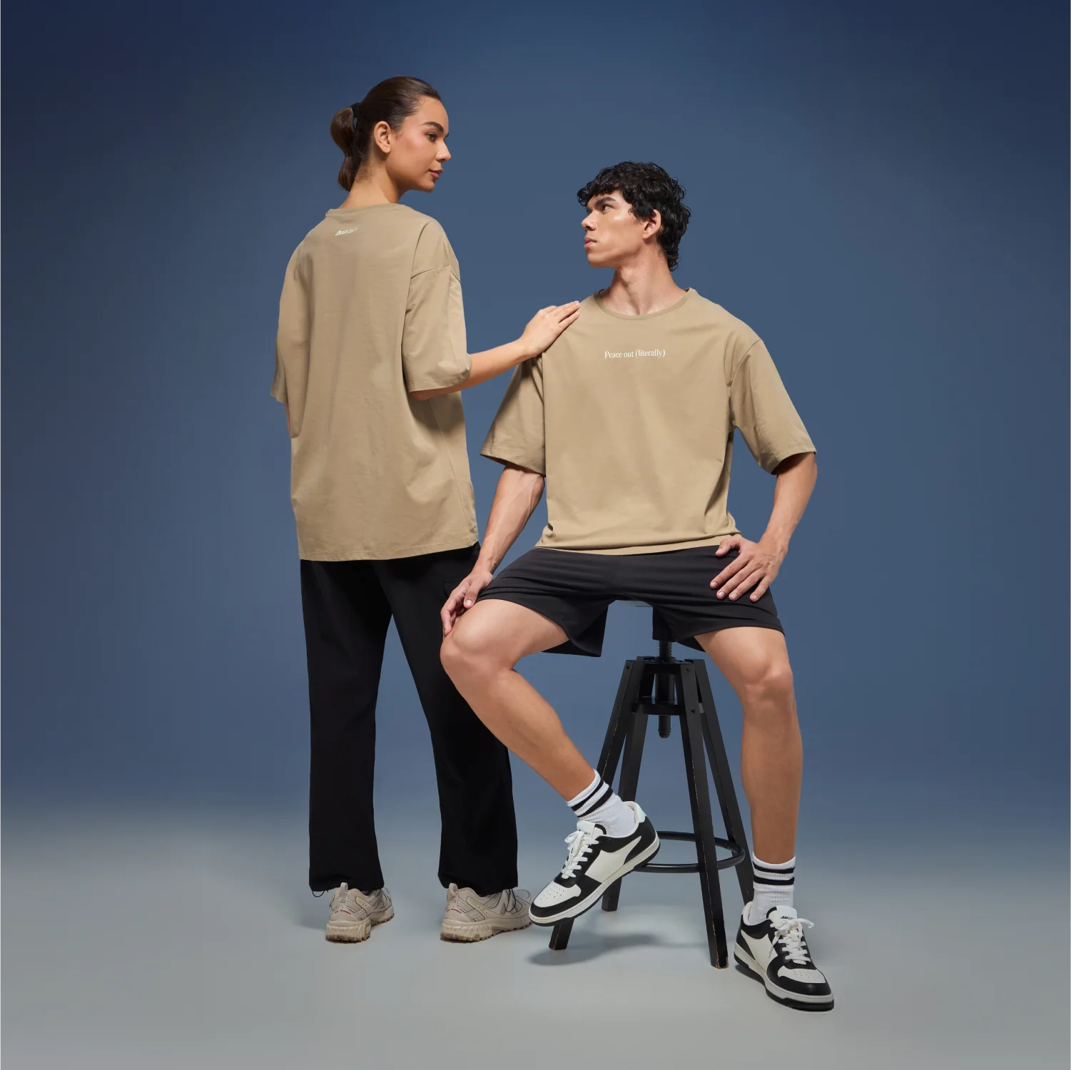 Graphic Tee Unisex Beige- Peace Out - Image 3