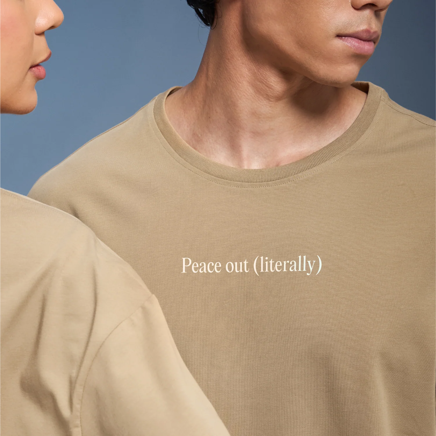 Graphic Tee Unisex Beige- Peace Out - Image 4