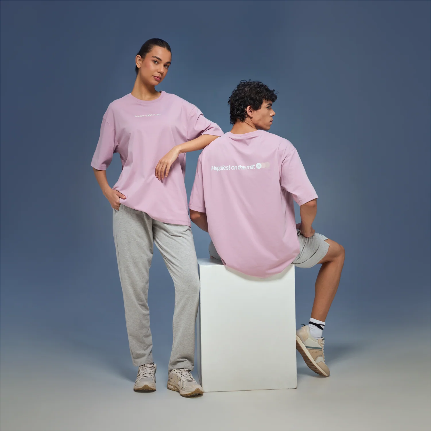 Graphic Tee Unisex Soft Pink- Happiest On The Mat - Image 3