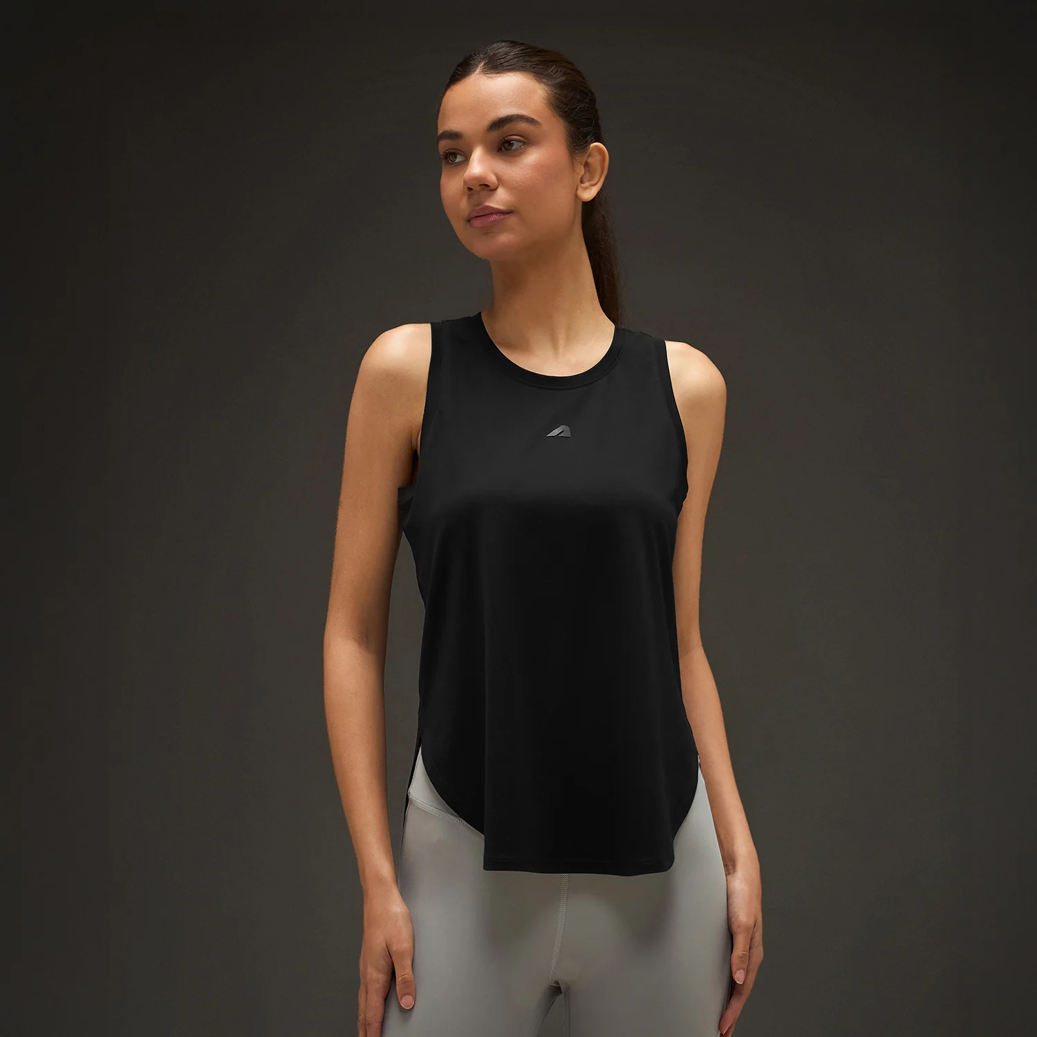 Women Elevated Flared Tank Top Black