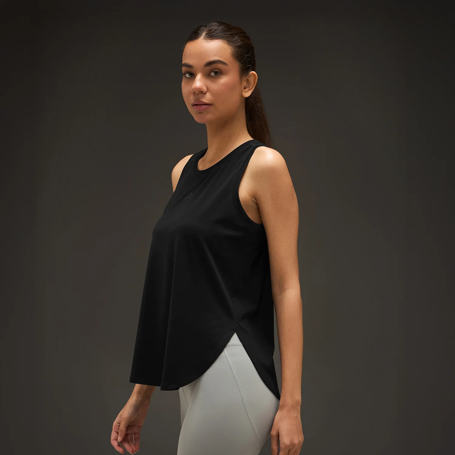 Women Elevated Flared Tank Top Black - Image 6