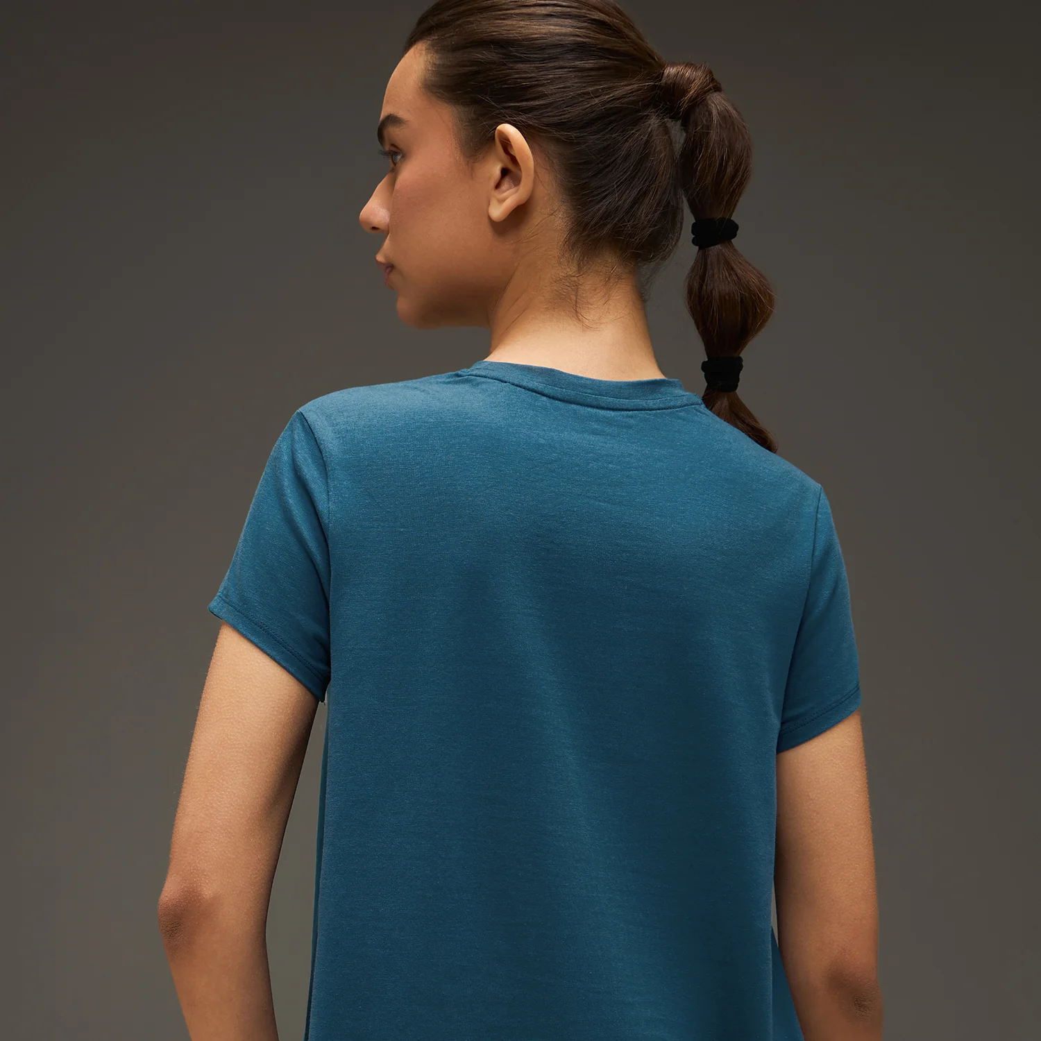 Women Essential Flared Cotton T-Shirt Airforce Blue - Image 4