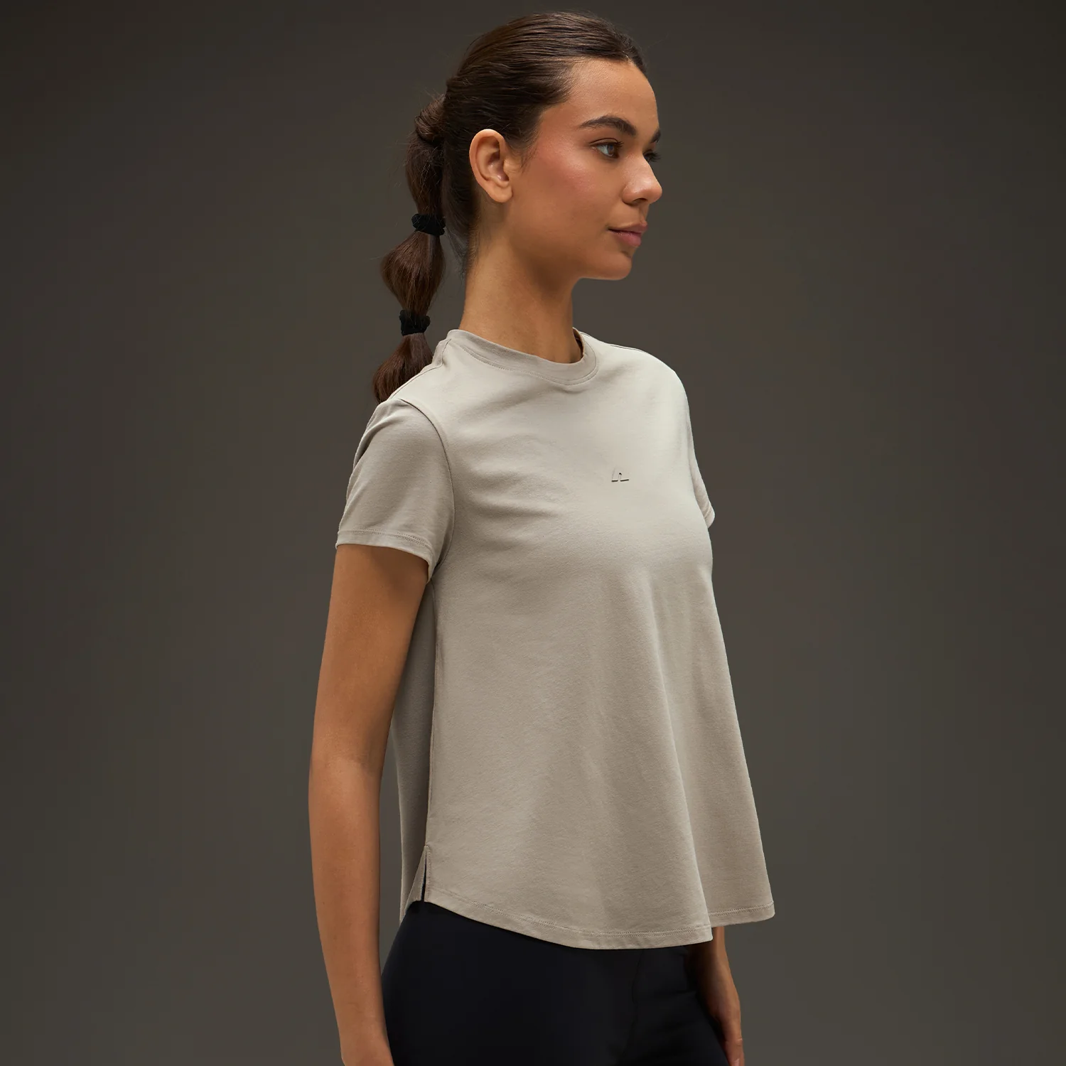 Women Essential Flared Cotton T-Shirt Beige - Image 6