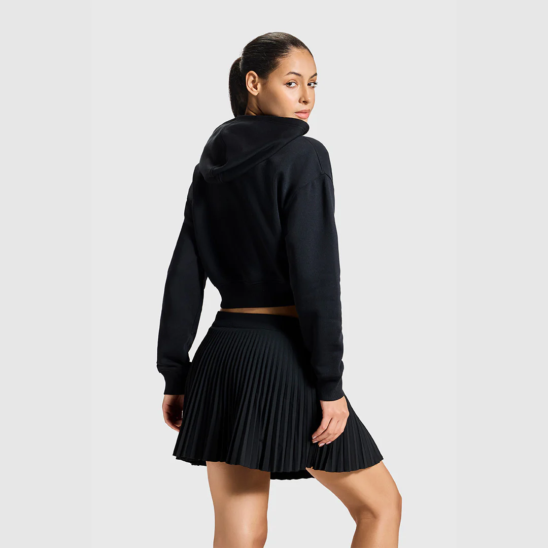 Women Jet Black Zipper Hoodie - Image 3