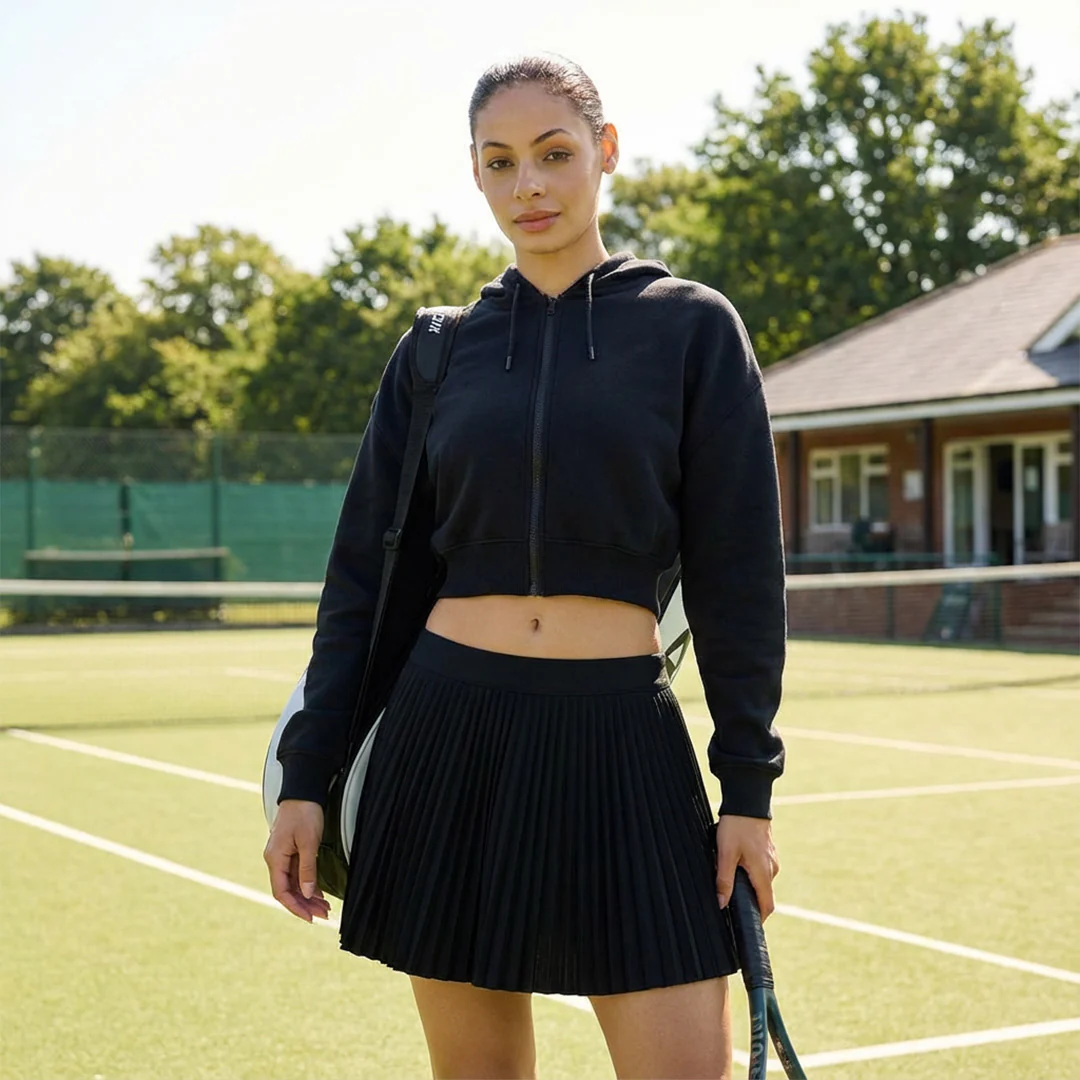 Women Jet Black Zipper Hoodie - Image 4