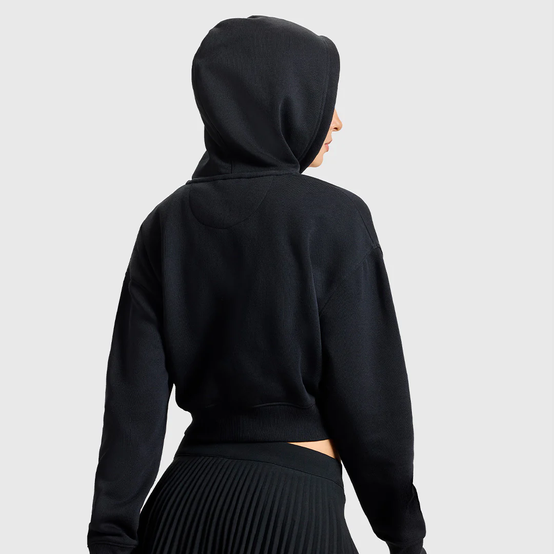 Women Jet Black Zipper Hoodie - Image 6