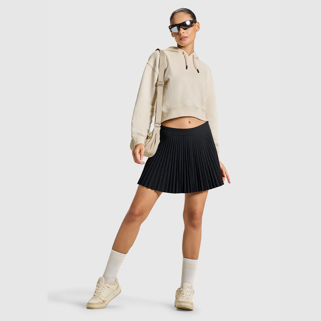 Women Beige Grey Hoodie - Image 6