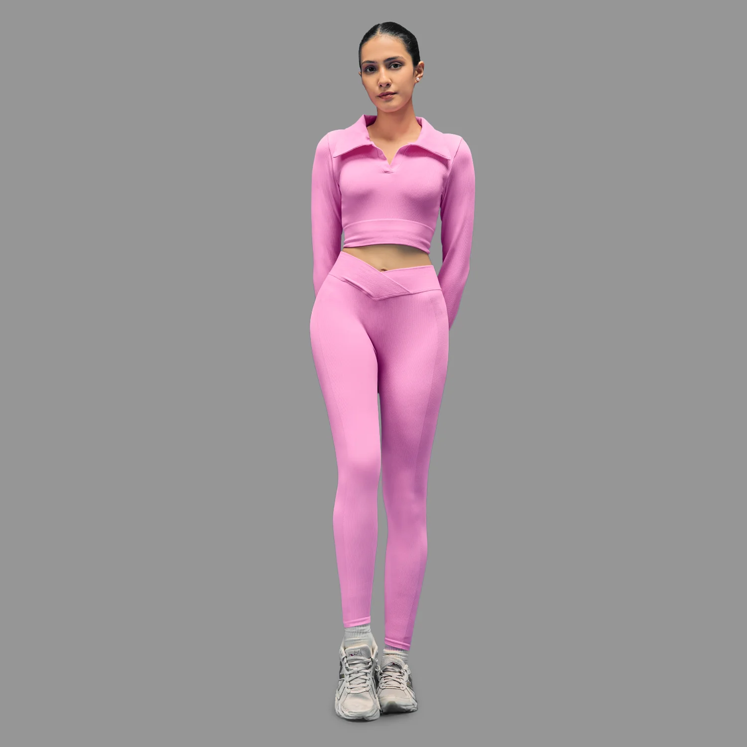 Limitless Snatched full sleeves Crop top - Pink - Image 4