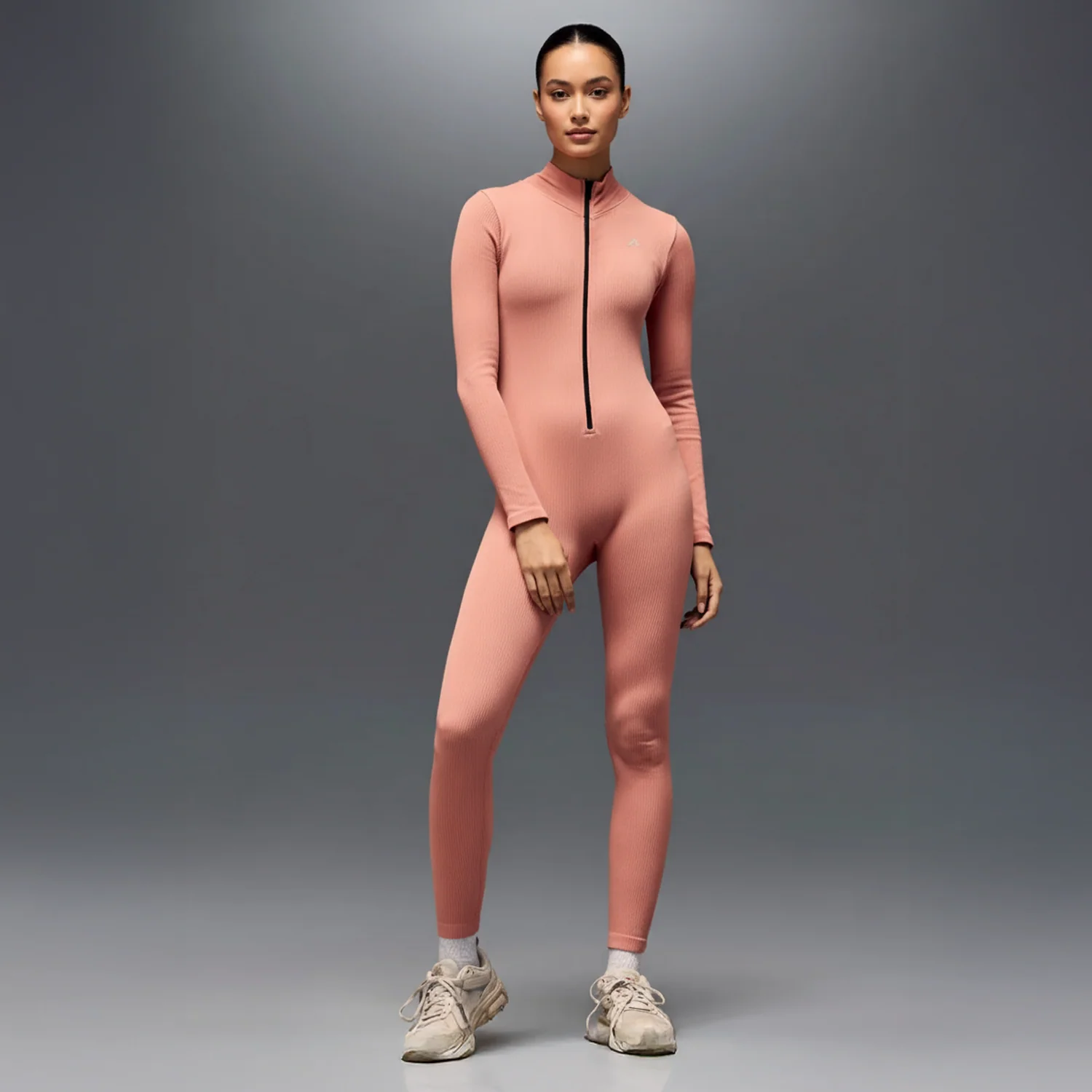 Women's Full Sleeve Zip-Up BodySuit Pink - Image 6