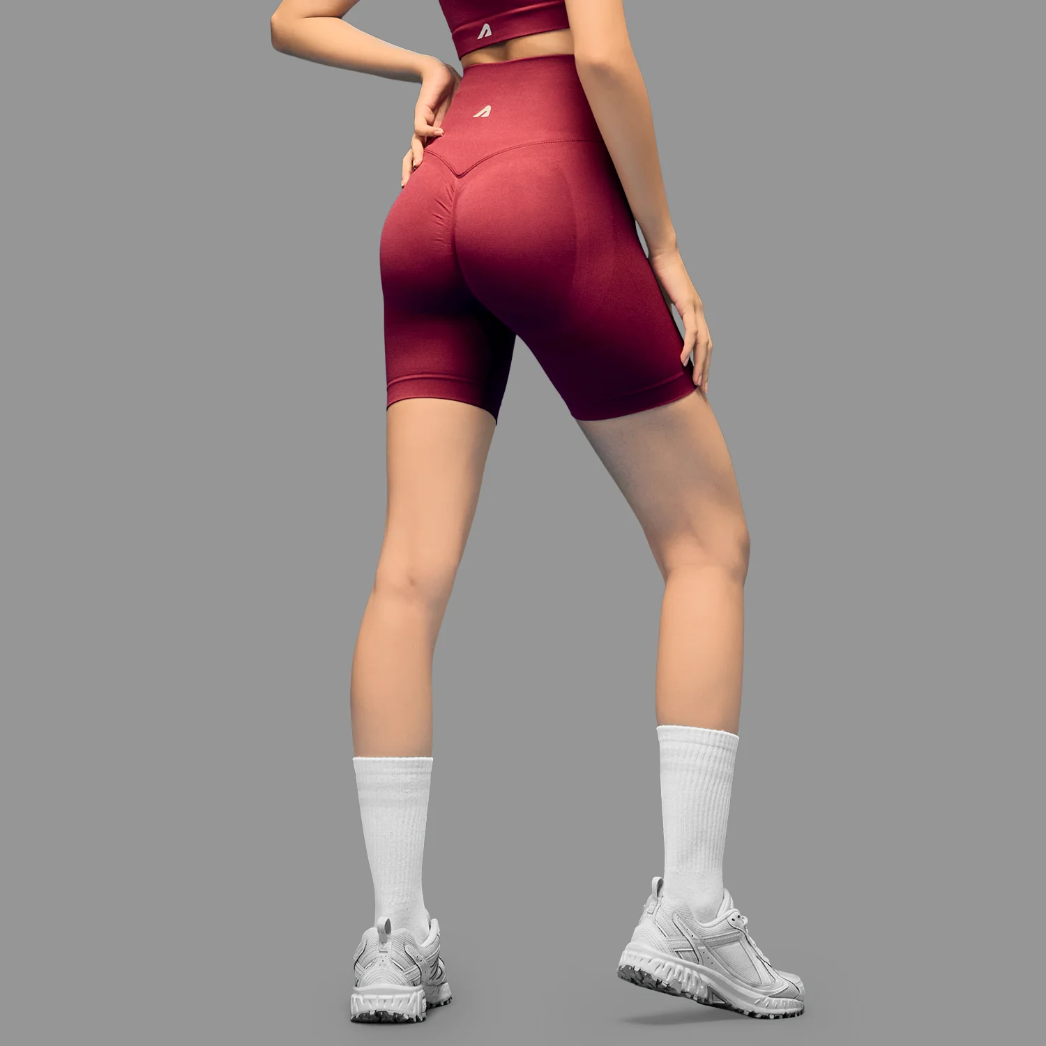 Limitless Snatched high waisted ruched back shorts - Maroon - Image 2