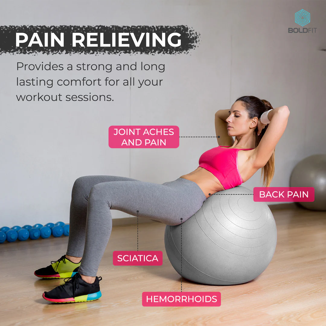 Gym Ball for Exercise & Yoga with Pump - 55cm - Image 2