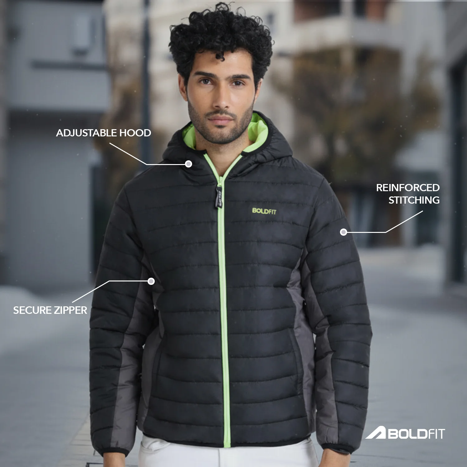 Mens Winter Bomber Jacket - Charcoal Black - Image 4