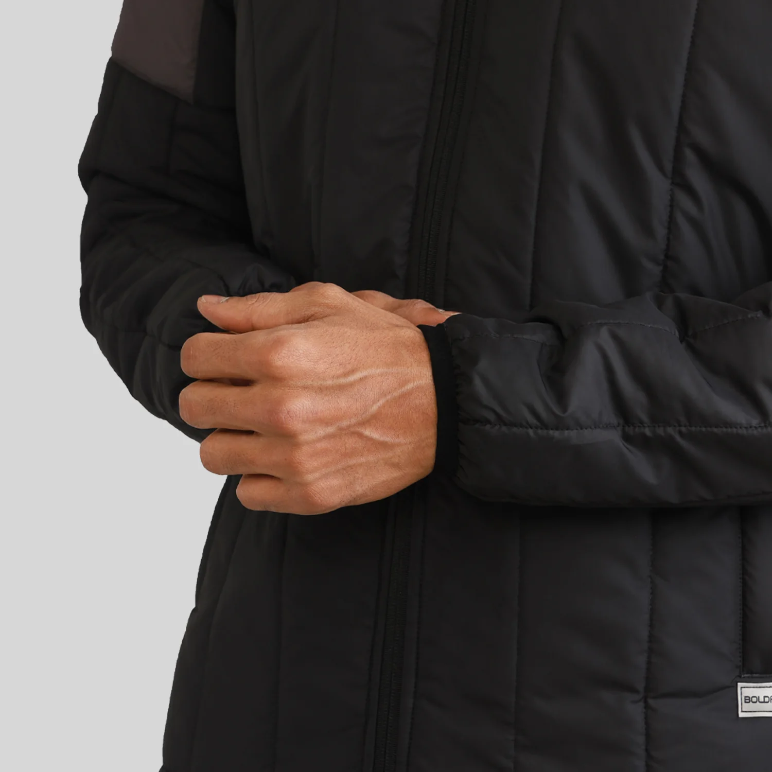 Mens Winter Bomber Jacket - Black/Grey - Image 3